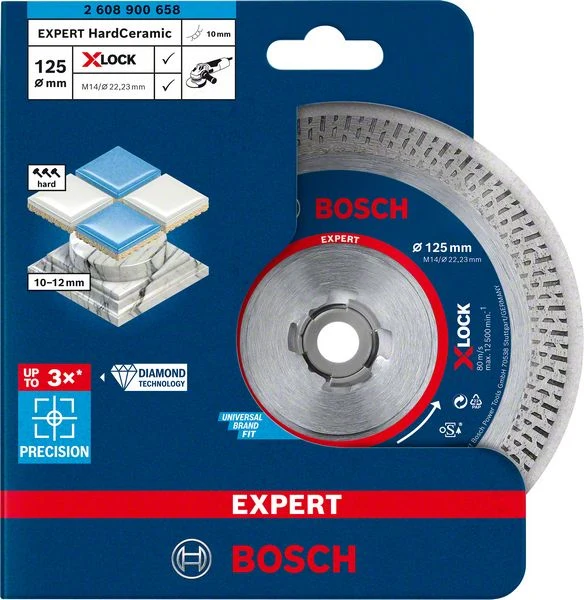 Bosch EXPERT HardCeramic X-LOCK Diamanttrennscheiben, 125 x 22.23 x 1.4 x 10 mm