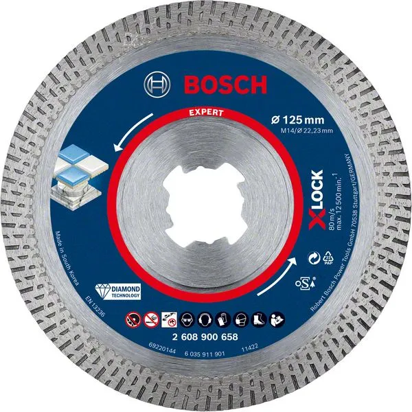 Bosch EXPERT HardCeramic X-LOCK Diamanttrennscheiben, 125 x 22.23 x 1.4 x 10 mm