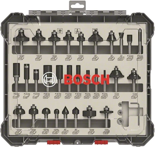 Bosch Fräser-Set 8 mm Schaft 30 tlg. in Box
