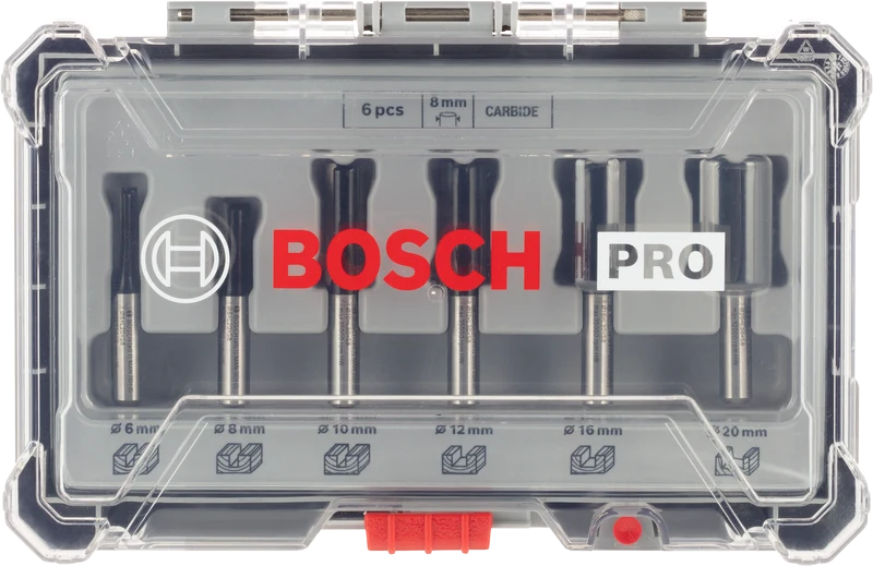 Bosch PRO Fräser-Set (Nutfräser-Set, 8-mm-Schaft, 6 tlg.)