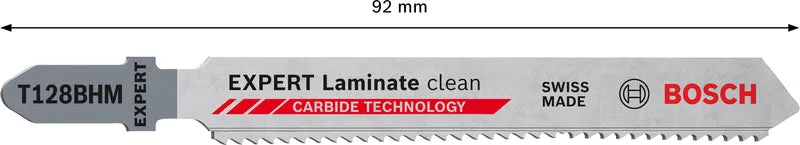 Bosch EXPERT Laminate Clean T128BHM Stichsägeblatt (3er-Pack, saubere Schnitte in Laminat, 92 mm, T-Schaft)