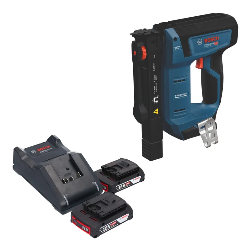 Bosch GTH 18V-14 Akku Holzklammerer 18 V 10,6 x 6 - 14 mm Brushless + 2x Akku 2,0 Ah + Ladegerät