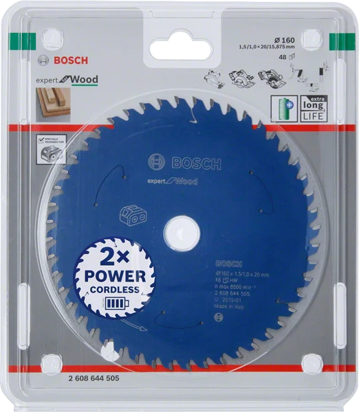 Bosch Akku-Kreissägeblatt Expert for Wood, 160 x 1,5/1 x 20, 48 Zähne