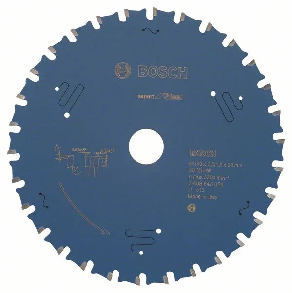 Bosch Expert Kreissägeblatt Steel 160x20x2,0 mm, 30 Zähne