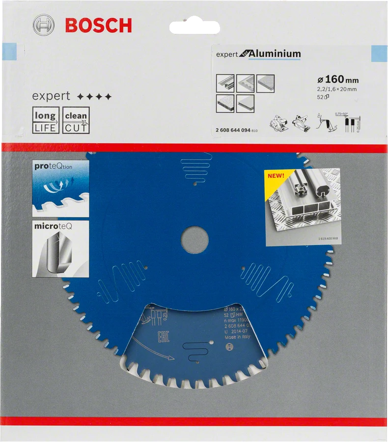 Bosch Kreissägeblatt Expert for Aluminium, 160 x 20 x 2,2 mm, 52