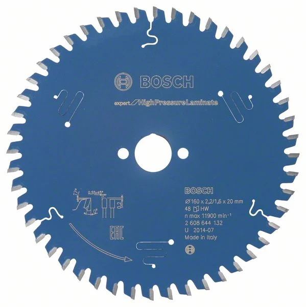 Bosch Kreissägeblatt Expert for High Pressure Laminate, 160 x 20 x 2,2 mm, 48