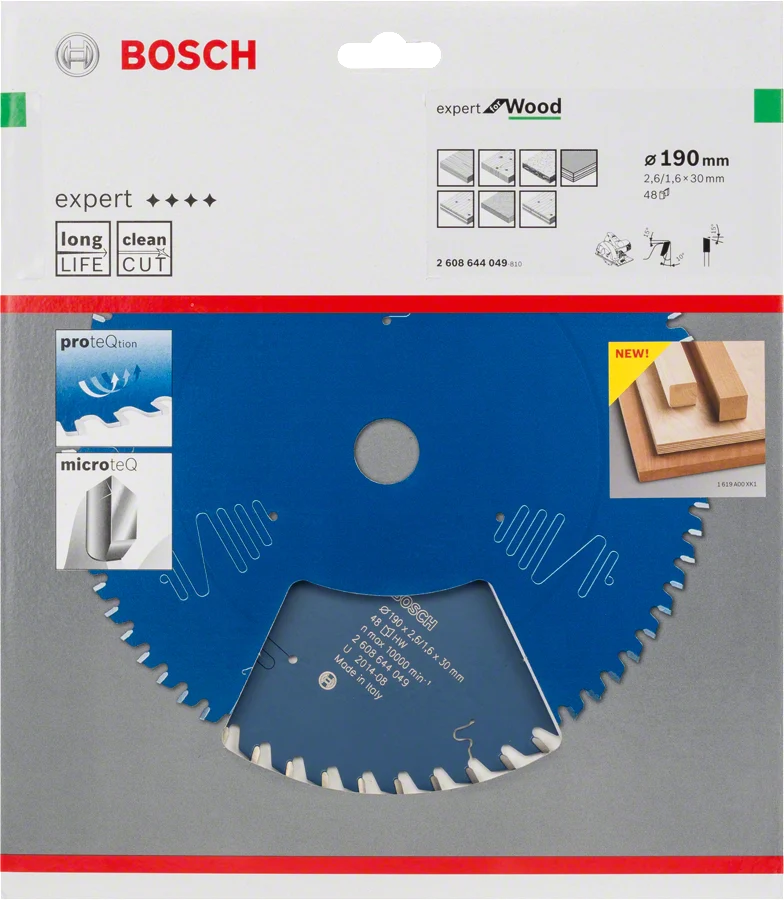 Bosch Kreissägeblatt Expert for Wood, 190 x 30 x 2,6 mm, 48