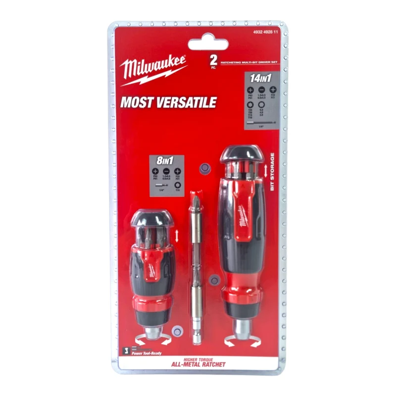 Milwaukee Multi-Bit Schraubendreher Set 2 tlg. mit Ratschenfunktion ( 4932492811 )