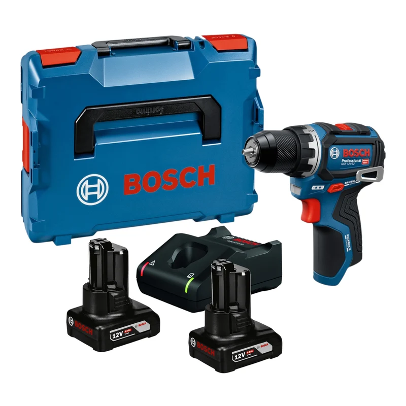 Bosch GSR 12V-32 Professional Akku Bohrschrauber 12 V 32 Nm Brushless + 2x Akku 6,0 Ah + Ladegerät + L-Boxx
