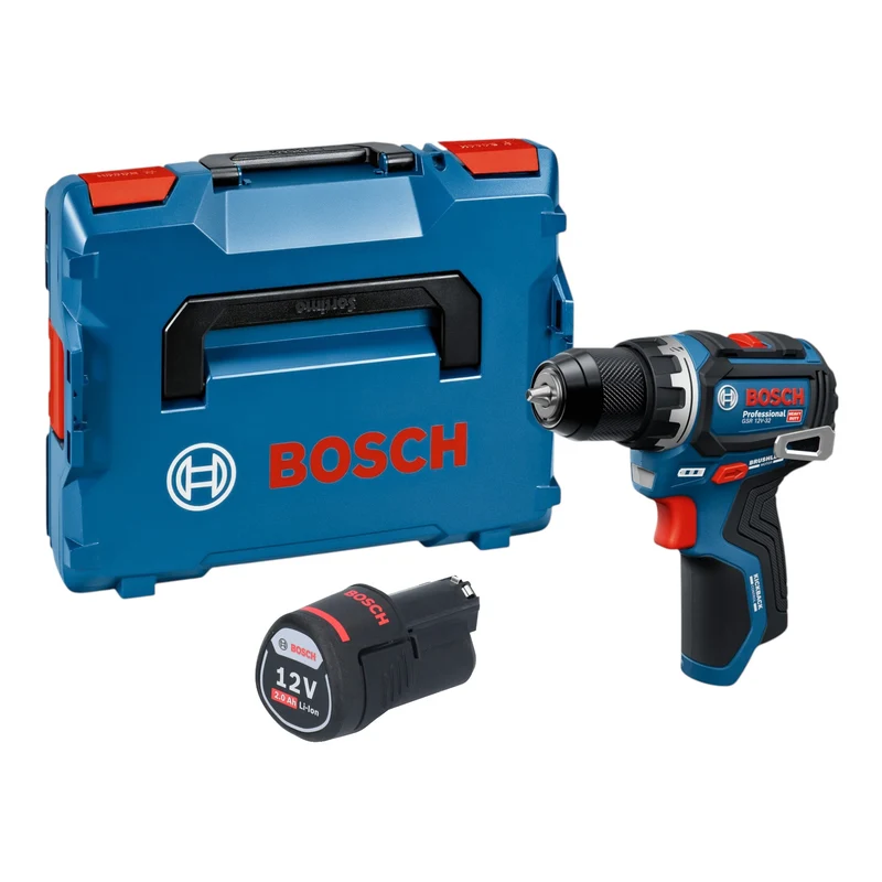 Bosch GSR 12V-32 Professional Akku Bohrschrauber 12 V 32 Nm Brushless + 1x Akku 2,0 Ah + L-Boxx - ohne Ladegerät