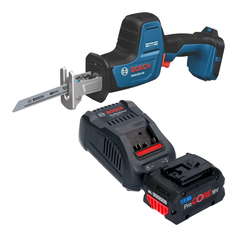 Bosch GSA 18V-24 Professional Akku Säbelsäge 18 V 230 mm Brushless + 1x ProCORE Akku 5,5 Ah + Ladegerät