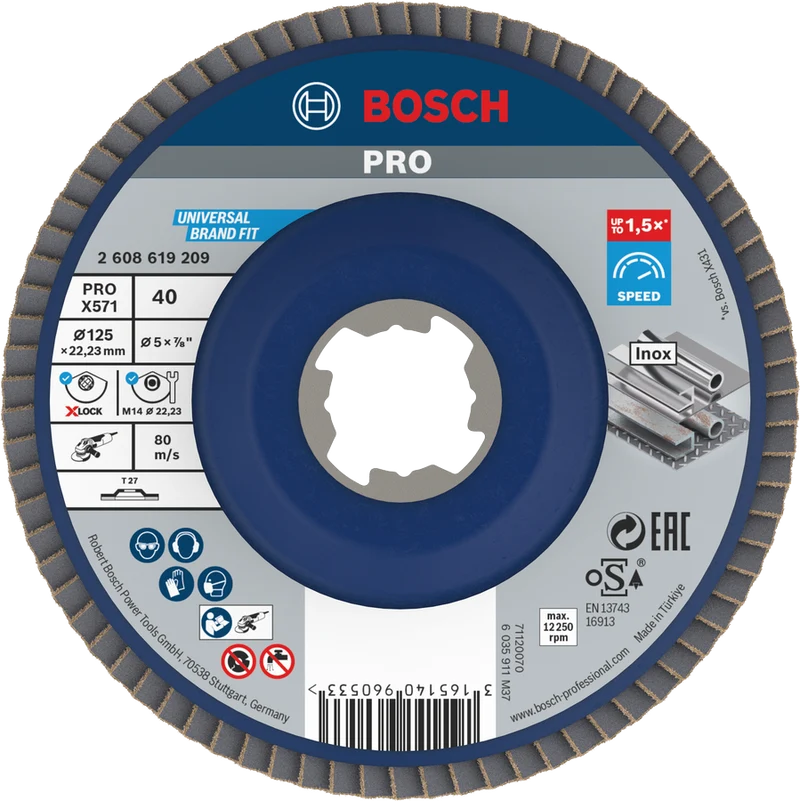 Bosch PRO X-LOCK Fächerschleifscheibe Best for Metal Ø 125 x 22.23 mm (schleifen von Metall)