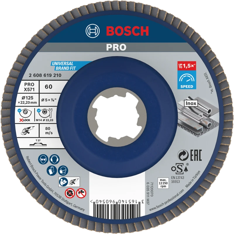 Bosch PRO X-LOCK Fächerschleifscheibe Best for Metal Ø 125 x 22.23 mm (schleifen von Metall)