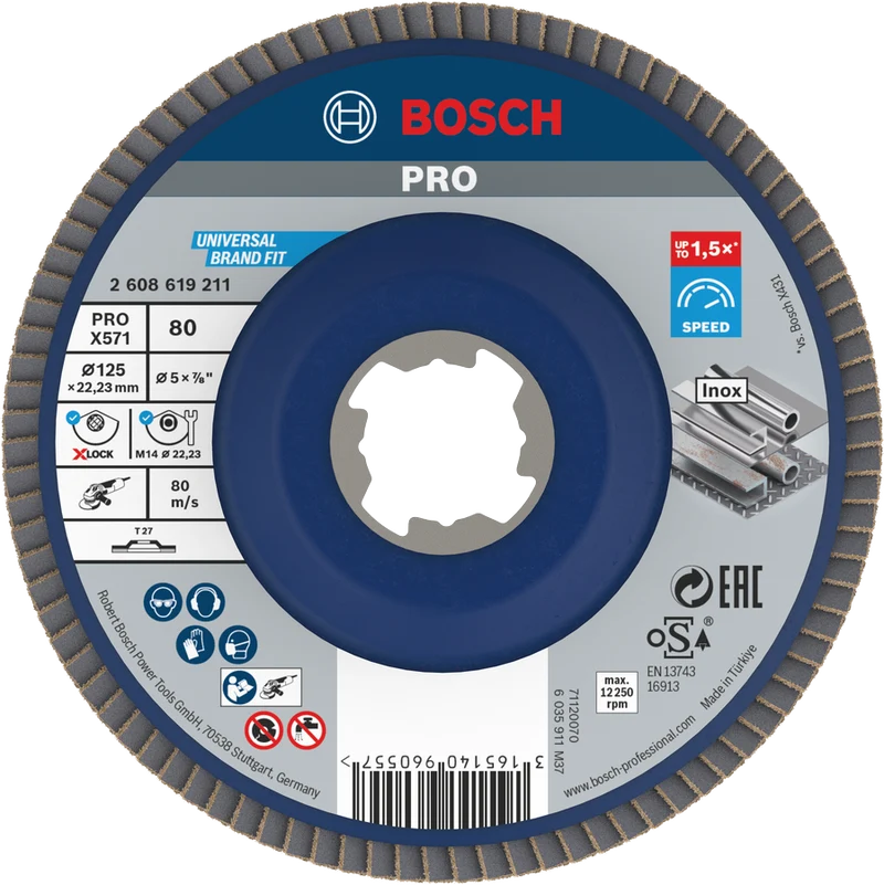 Bosch PRO X-LOCK Fächerschleifscheibe Best for Metal Ø 125 x 22.23 mm (schleifen von Metall)
