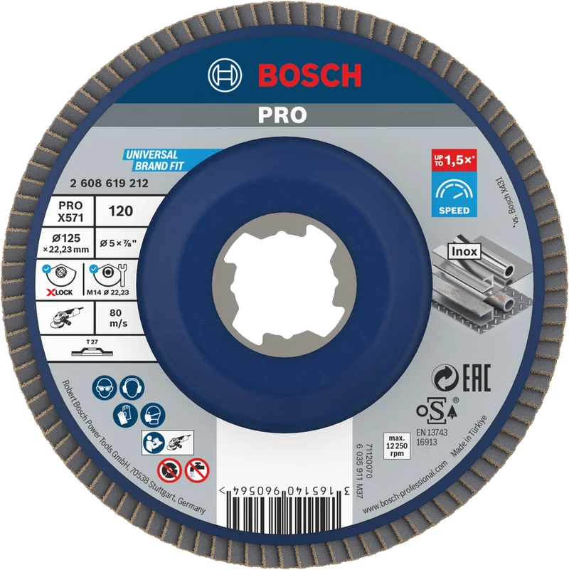 Bosch PRO X-LOCK Fächerschleifscheibe Best for Metal Ø 125 x 22.23 mm (schleifen von Metall)