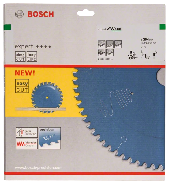 Bosch Kreissägeblatt Expert for Wood, 254 x 30 x 2,4 mm, 60