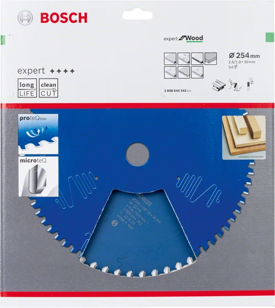 Bosch Kreissägeblatt Expert for Wood, 254 x 30 x 2,6 mm, 54