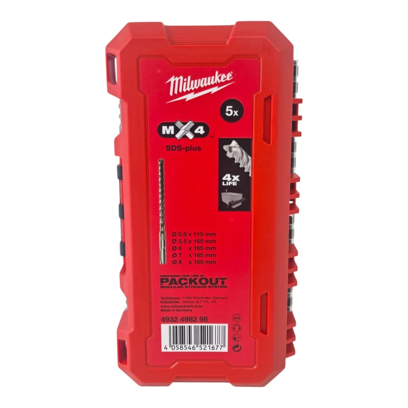 Milwaukee SDS Plus MX4 Bohrer Set 5 teilig 4 Cut 5,5 - 8 mm ( 4932498298 )