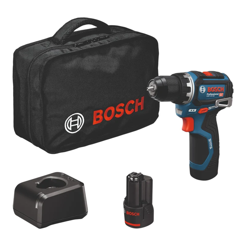 Bosch GSR 12V-32 Professional Akku Bohrschrauber 12 V 32 Nm Brushless ( 06019N7003 ) + 2x Akku 2,0 Ah + Ladegerät + Tasche