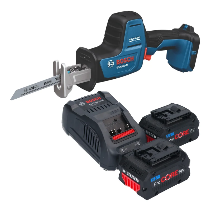 Bosch GSA 18V-24 Professional Akku Säbelsäge 18 V 230 mm Brushless + 2x ProCORE Akku 5,5 Ah + Ladegerät