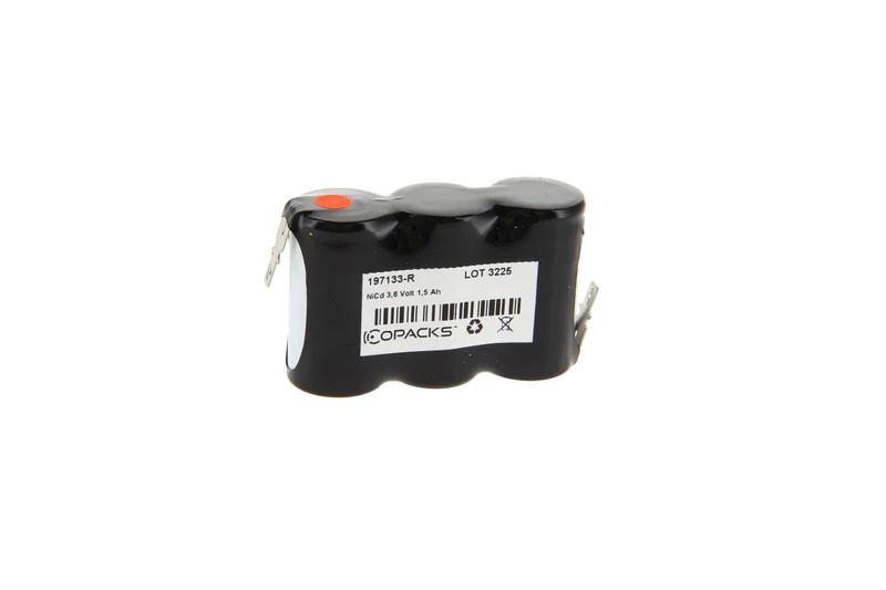 AccuCell 3,6 Volt Akku für Notbeleuchtung und Sicherheitsbeleuchtung, Sub-C Zellengröße, mit 4,8mm Faston-Anschluss, 69x23x43mm
