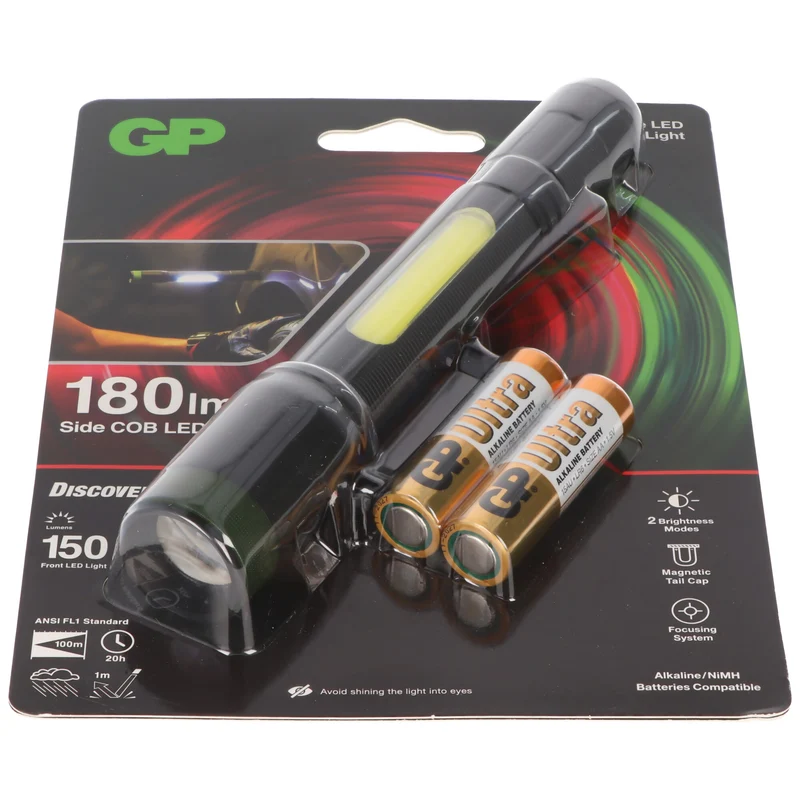 GP Batteries Taschenlampe C33 150 Lumen inklusive 2x AA 1,5V Mignon Batterien