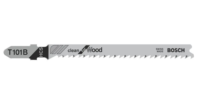 Bosch Stichsägeblatt T 101 B Clean for Wood (5er-Pack, Länge: 100 mm, Saubere Schnitte in Weichholz)