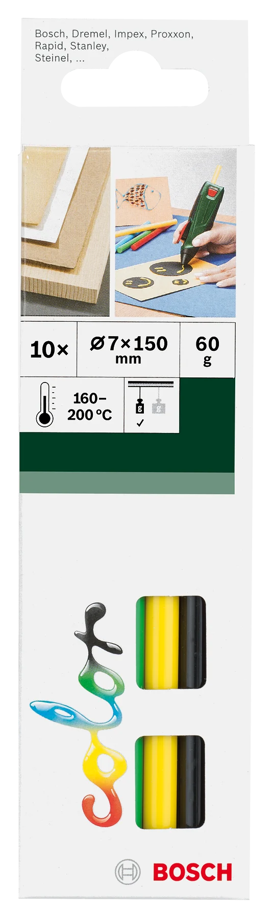 Bosch Heißklebesticks 7x150 mm bunt 60 g 10 Stk.