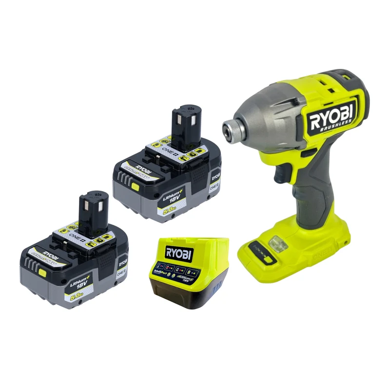 RYOBI RID18BL-0 Akku Schlagschrauber 18 V 300 Nm 1/4" Brushless + 2x Akku 5,0 Ah + Ladegerät