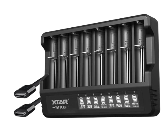Xtar MX8 – Universelles Ladegerät für 1,5V; 3,6 - 3,7V Li-Ion & 1,2V Ni-MH Akkus