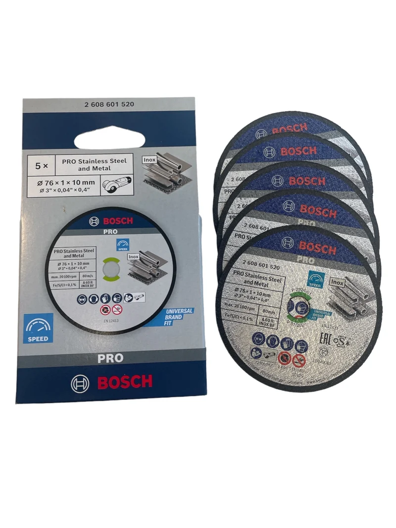 Bosch PRO Trennscheibe Ø 76 x 1 x 10 mm für Stahl, Edelstahl (5er-Pack, Stainless Steel and Metal)