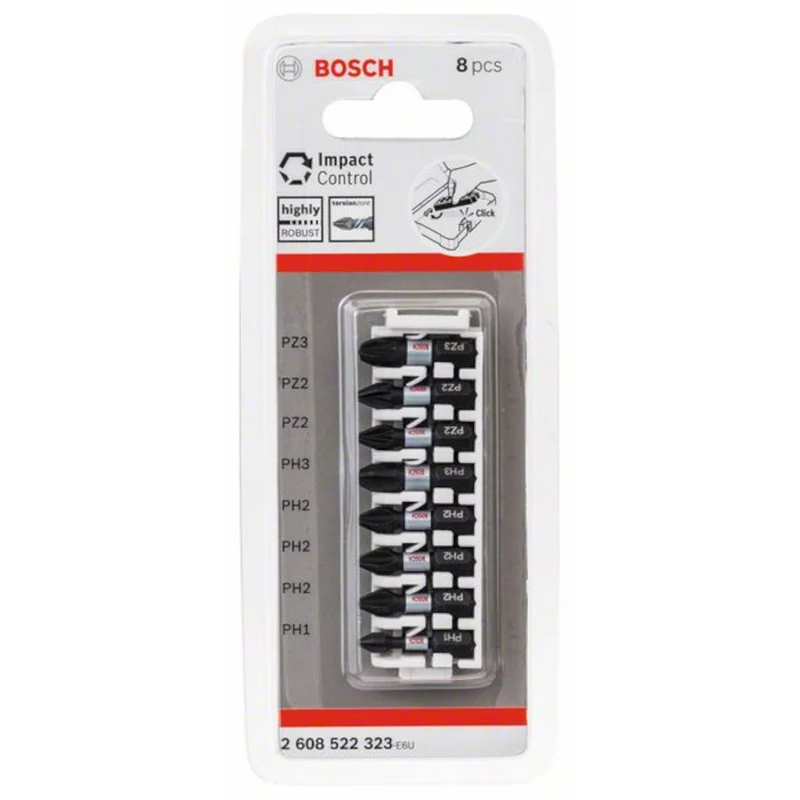 Bosch PRO Impact gemischtes Set, PH1; PH2(x2); PH3; PZ1; PZ2(x2); PZ3, 25 mm, 8-tlg.