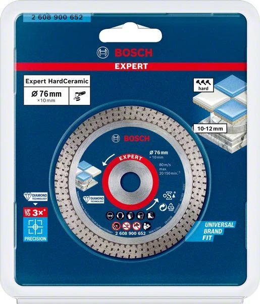 Bosch EXPERT Diamanttrennscheibe Ø 76x10 mm für Hartkeramikfliesen (HardCeramic, 10-12 mm)