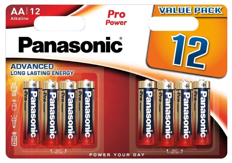 Panasonic Pro Power AA Mignon Batterien, ideal für Geräte mit mittlerem und hohem Energiebedarf ( 12 St. )