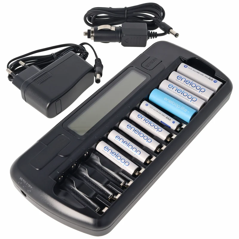 everActive Microprozessor-gesteuertes NIMH Ladegerät mit LCD-Display für 1-12 AA oder AAA Akkus