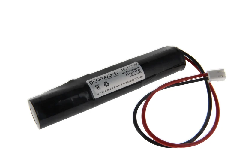 AccuCell 3,6 Volt Akku für Not- und Sicherheitsbeleuchtung mit 1800mAh, mit 25cm Kabelausgang und JST Stecker VHR-2N, Abmessungen 129x22mm