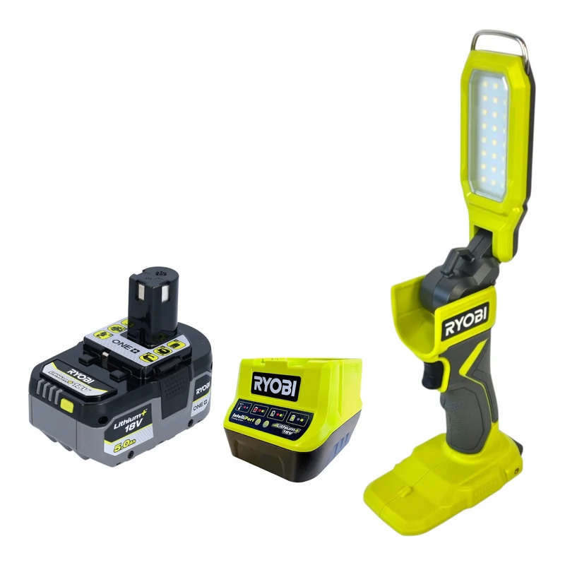 RYOBI RSL18-0 Akku Projektleuchte 18 V 800 Lumen + 1x Akku 5,0 Ah + Ladegerät