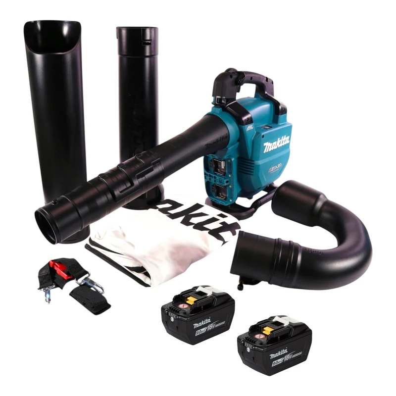 Makita DUB 363 ZV Akku Gebläse / Laubsauger 36 V ( 2x 18 V ) Brushless + Absaug Set + 2x Akku 9,0 Ah - ohne Ladegerät