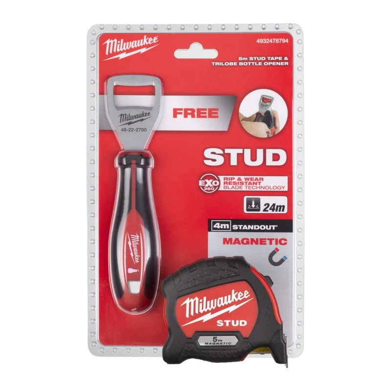 Milwaukee STUD Bandmaß 5m magnetisch + Flaschenöffner (4932478794)