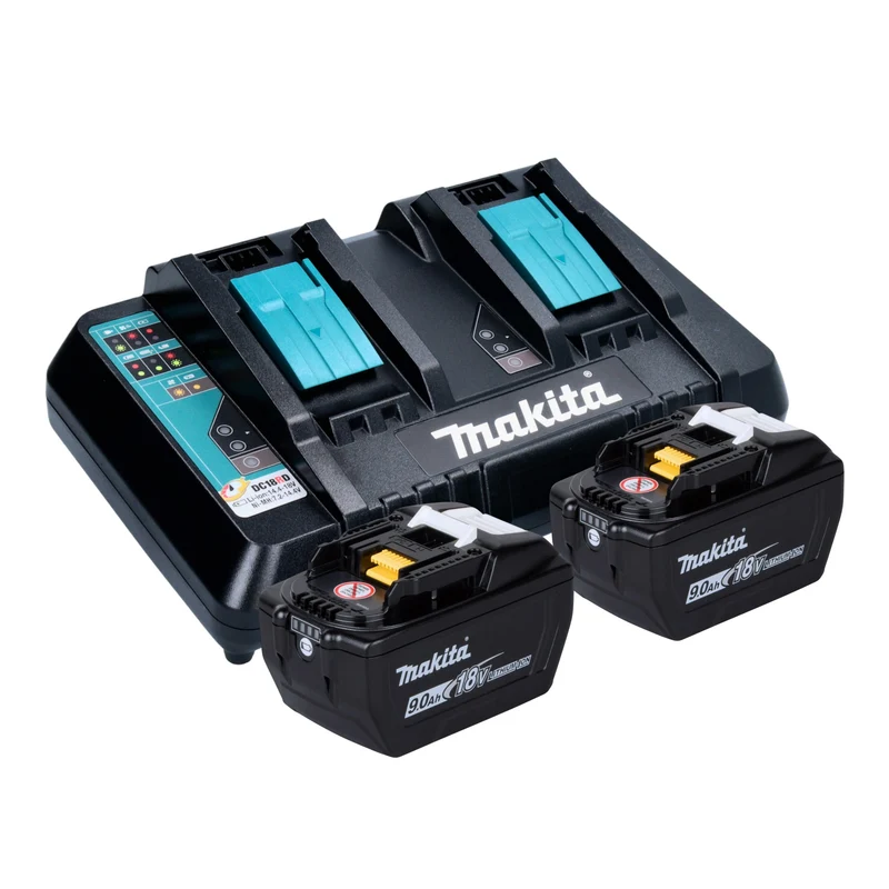 Makita DLM 466 Z Akku Rasenmäher 36 V ( 2x 18 V ) 46 cm Brushless + 2x Akku 9,0 Ah + Ladegerät