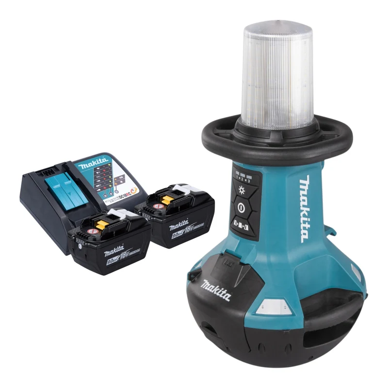 Makita DML 810 Z Akku LED Flächenlicht 18 / 36 V ( 2 x 18 V ) 5500 lm IP54 + 2x Akku 9,0 Ah + Ladegerät