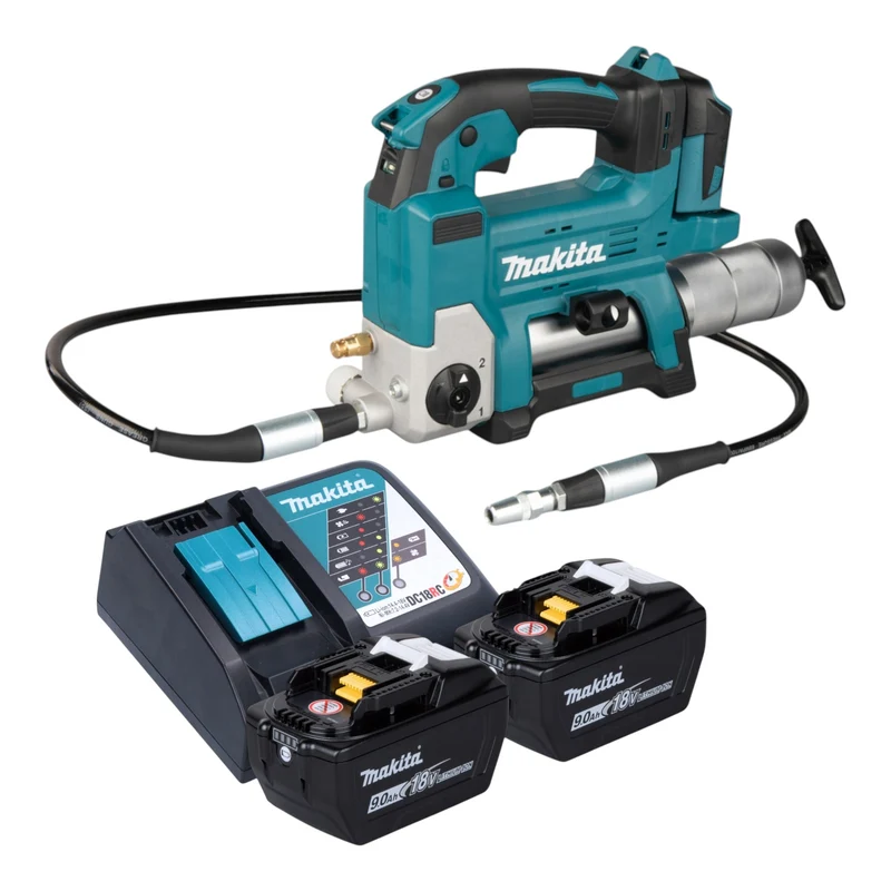 Makita DGP 180 Z Akku Fettpresse 18 V 690 bar + 2x Akku 9,0 Ah + Ladegerät