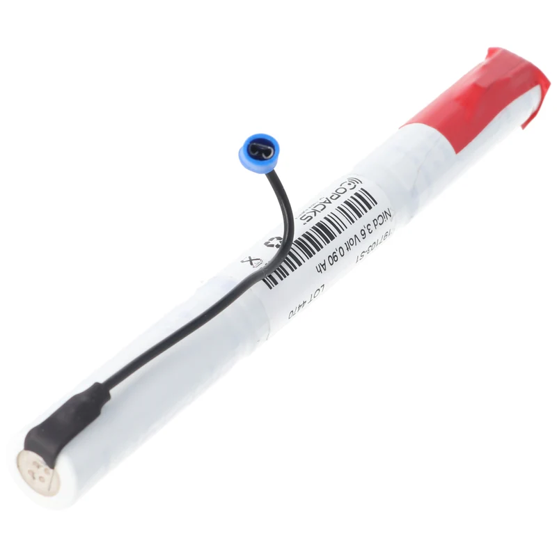 AccuCell Notleuchtenakku NiCd 3,6V 860mAh L1x3 Mignon AA mit Fastonstecker 2,8mm +Pol und 110mm Kabel und Faston-Buchse 2,8mm -Pol ersetzt Onelux AA09