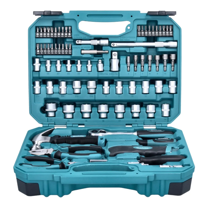 Makita Handwerkzeug Set 76 tlg. Chrom Vanadium Stahl ( E-10899 ) Bit / Zange / Hammer / Ratsche / Schraubendreher