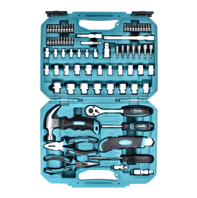 Makita Handwerkzeug Set 76 tlg. Chrom Vanadium Stahl ( E-10899 ) Bit / Zange / Hammer / Ratsche / Schraubendreher