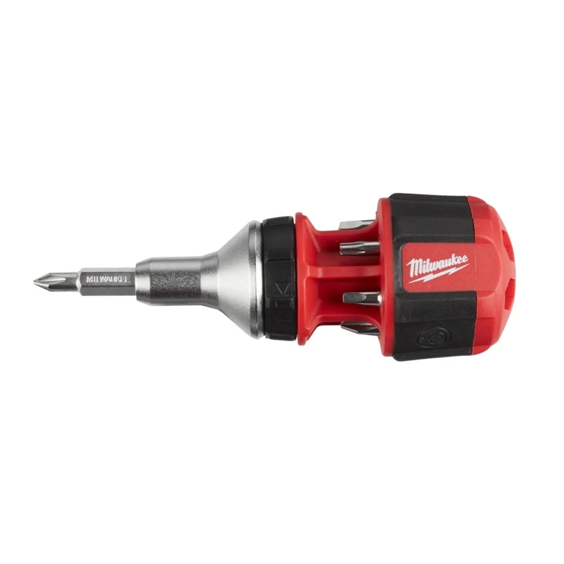 Milwaukee inkl. 7 Bits PH/PZ/TX/SL Schrauberdreher mit Ratschenfunktion Stubby