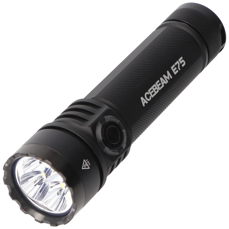 AceBeam E75 Quad Core LED Taschenlampe schwarz, 6.500K, bis zu 4500 Lumen Helligkeit, inklusive 21700 5000mAh Li-Ion Akku