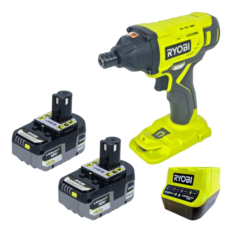 RYOBI R18ID2-0 Akku Schlagschrauber 18 V 200 Nm 1/4" + 2x Akku 5,0 Ah + Ladegerät