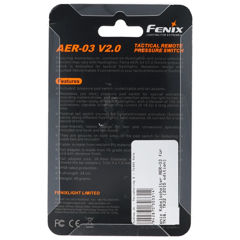 Fenix Kabelschalter AER-03 für TK16, TK32 neue Version V2.0 mit rundem Kabel