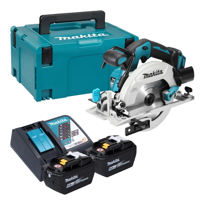 Makita DHS 680 Z Akku Handkreissäge 18 V 165 mm Brushless + 2x Akku 9,0 Ah + Ladegerät + Makpac